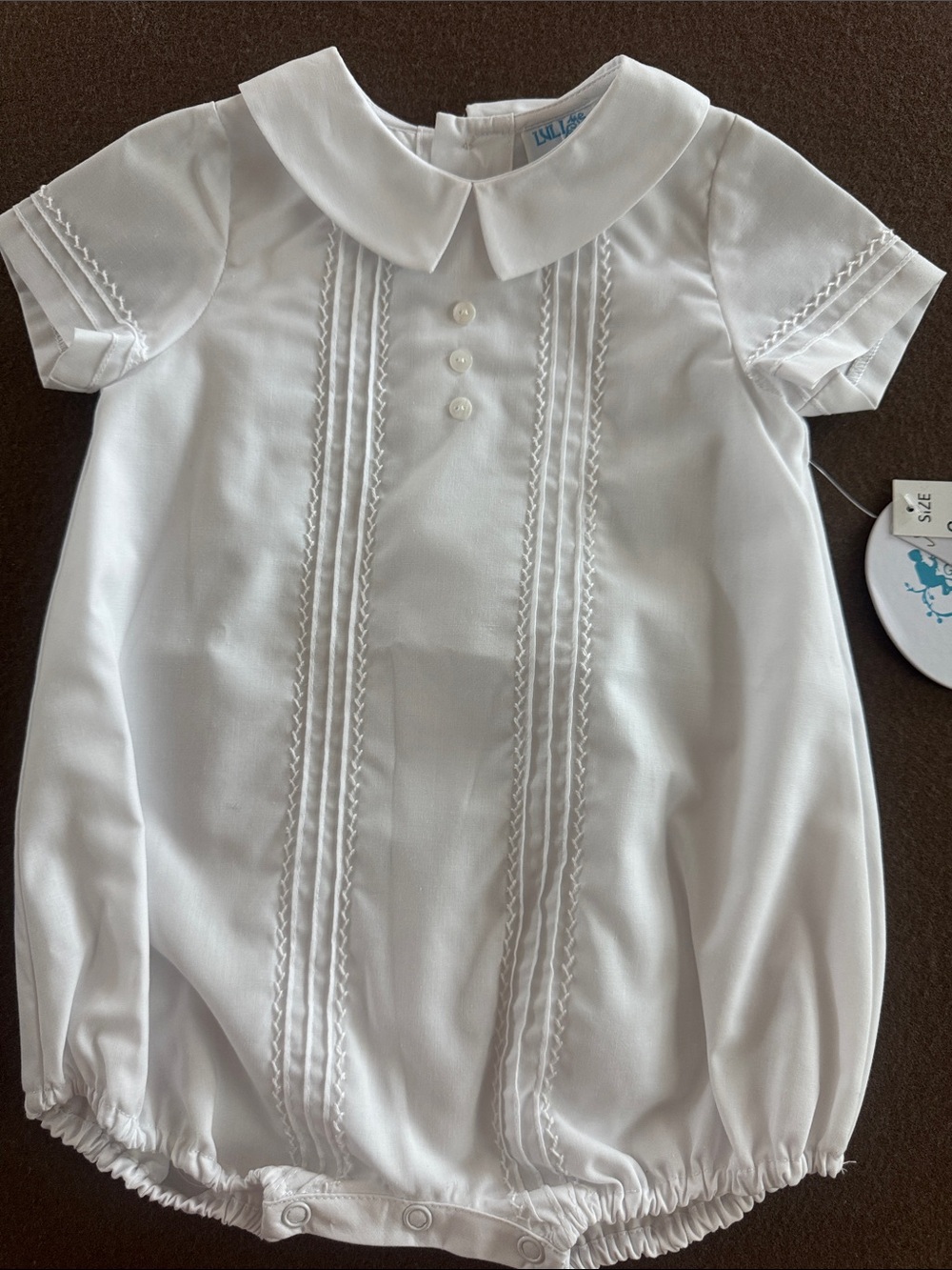 Luli & Me White Embroidered Baby One-Piece